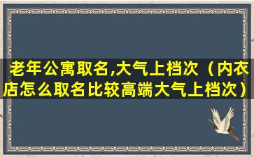 老年公寓取名,大气上档次（内衣店怎么取名比较高端大气上档次）