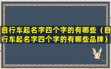 自行车起名字四个字的有哪些（自行车起名字四个字的有哪些品牌）