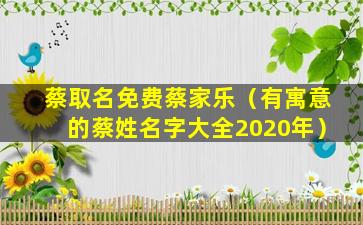 蔡取名免费蔡家乐（有寓意的蔡姓名字大全2020年）