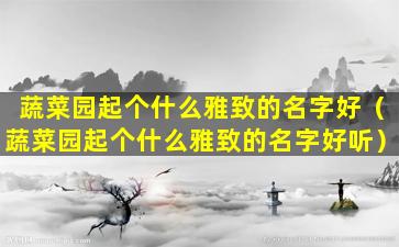 蔬菜园起个什么雅致的名字好（蔬菜园起个什么雅致的名字好听）