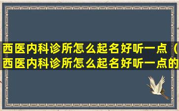 西医内科诊所怎么起名好听一点（西医内科诊所怎么起名好听一点的名字）