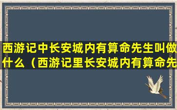 西游记中长安城内有算命先生叫做什么（西游记里长安城内有算命先生叫做什么）