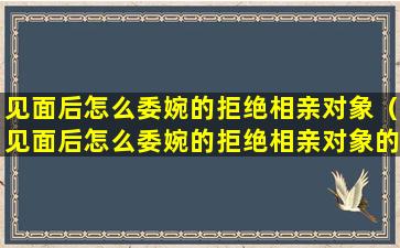 见面后怎么委婉的拒绝相亲对象（见面后怎么委婉的拒绝相亲对象的邀请）