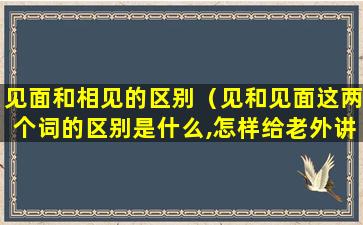 见面和相见的区别（见和见面这两个词的区别是什么,怎样给老外讲更专业）