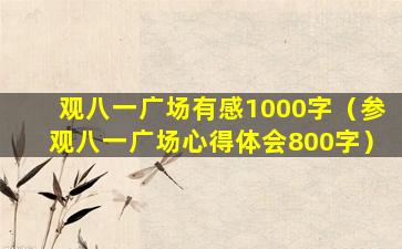 观八一广场有感1000字（参观八一广场心得体会800字）