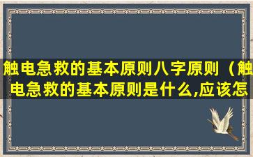 触电急救的基本原则八字原则（触电急救的基本原则是什么,应该怎样做）