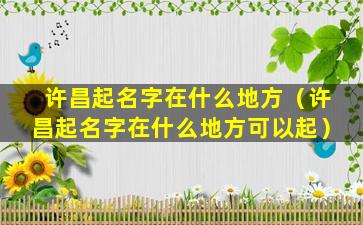 许昌起名字在什么地方（许昌起名字在什么地方可以起）