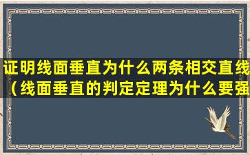 证明线面垂直为什么两条相交直线（线面垂直的判定定理为什么要强调两条相交直线）