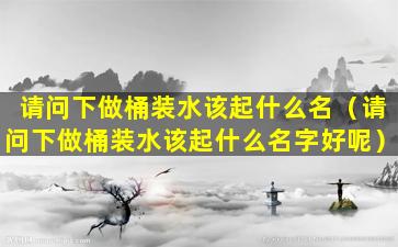 请问下做桶装水该起什么名（请问下做桶装水该起什么名字好呢）