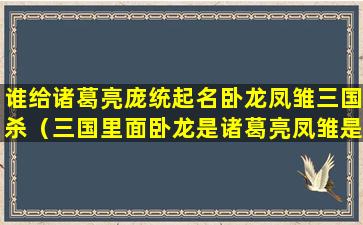 谁给诸葛亮庞统起名卧龙凤雏三国杀（三国里面卧龙是诸葛亮凤雏是谁）