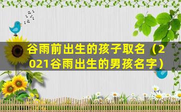 谷雨前出生的孩子取名（2021谷雨出生的男孩名字）