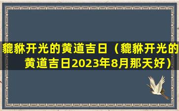 貔貅开光的黄道吉日（貔貅开光的黄道吉日2023年8月那天好）