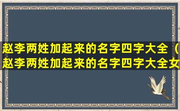 赵李两姓加起来的名字四字大全（赵李两姓加起来的名字四字大全女孩）