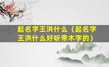 起名字王洪什么（起名字王洪什么好听带木字的）