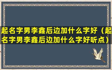 起名字男李鑫后边加什么字好（起名字男李鑫后边加什么字好听点）