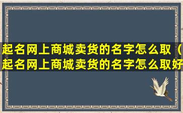 起名网上商城卖货的名字怎么取（起名网上商城卖货的名字怎么取好听）