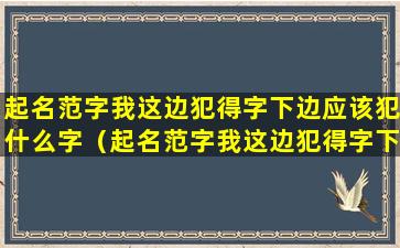 起名范字我这边犯得字下边应该犯什么字（起名范字我这边犯得字下边应该犯什么字呢）