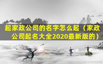 起家政公司的名字怎么起（家政公司起名大全2020最新版的）