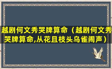 越剧何文秀哭牌算命（越剧何文秀哭牌算命,从花且枝头乌雀闹声）