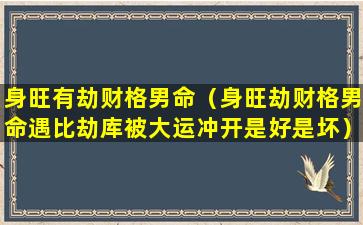 身旺有劫财格男命（身旺劫财格男命遇比劫库被大运冲开是好是坏）