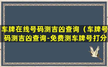 车牌在线号码测吉凶查询（车牌号码测吉凶查询-免费测车牌号打分测试）