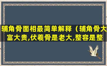 辅角骨面相最简单解释（辅角骨大富大贵,伏羲骨是老大,整容是整不出异骨的）