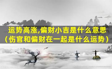 运势高涨,偏财小吉是什么意思（伤官和偏财在一起是什么运势）