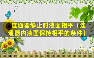 连通器静止时液面相平（连通器内液面保持相平的条件）