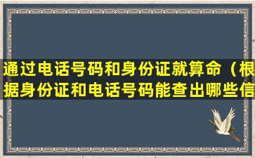 通过电话号码和身份证就算命（根据身份证和电话号码能查出哪些信息）