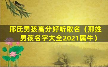 邢氏男孩高分好听取名（邢姓男孩名字大全2021属牛）