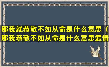 那我就恭敬不如从命是什么意思（那我恭敬不如从命是什么意思爱情）