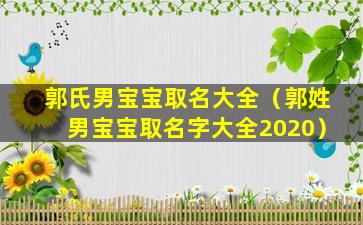 郭氏男宝宝取名大全（郭姓男宝宝取名字大全2020）