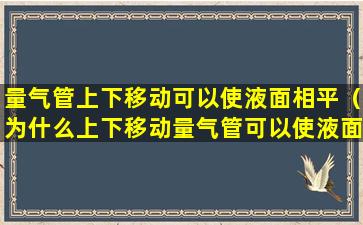 量气管上下移动可以使液面相平（为什么上下移动量气管可以使液面相平）