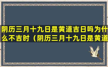 阴历三月十九日是黄道吉日吗为什么不吉时（阴历三月十九日是黄道吉日吗为什么不吉时结婚）