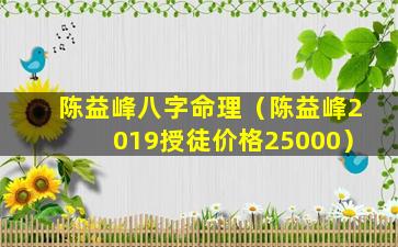 陈益峰八字命理（陈益峰2019授徒价格25000）