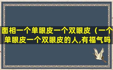 面相一个单眼皮一个双眼皮（一个单眼皮一个双眼皮的人,有福气吗）