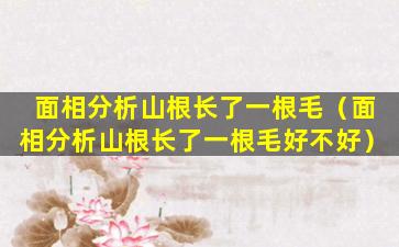 面相分析山根长了一根毛（面相分析山根长了一根毛好不好）