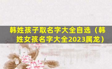 韩姓孩子取名字大全自选（韩姓女孩名字大全2023属龙）