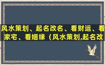 风水策划、起名改名、看财运、看家宅、看姻缘（风水策划,起名改名,看财运,看家宅,看姻缘什么意思）