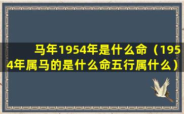 马年1954年是什么命（1954年属马的是什么命五行属什么）