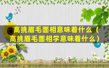 高挑眉毛面相意味着什么（高挑眉毛面相学意味着什么）