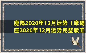 魔羯2020年12月运势（摩羯座2020年12月运势完整版王小亚）