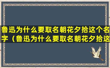 鲁迅为什么要取名朝花夕拾这个名字（鲁迅为什么要取名朝花夕拾这个名字呢）