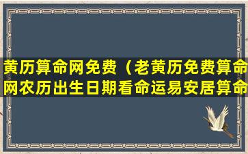 黄历算命网免费（老黄历免费算命网农历出生日期看命运易安居算命网）