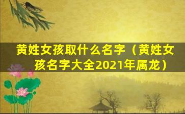 黄姓女孩取什么名字（黄姓女孩名字大全2021年属龙）