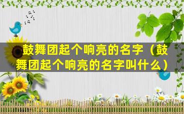 鼓舞团起个响亮的名字（鼓舞团起个响亮的名字叫什么）