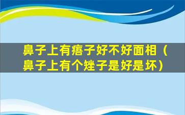 鼻子上有痦子好不好面相（鼻子上有个矬子是好是坏）