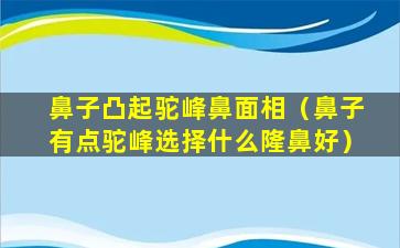 鼻子凸起驼峰鼻面相（鼻子有点驼峰选择什么隆鼻好）