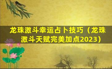 龙珠激斗幸运占卜技巧（龙珠激斗天赋完美加点2023）